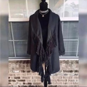 NEW FRINGE BELTED COAT WITH POCKETS